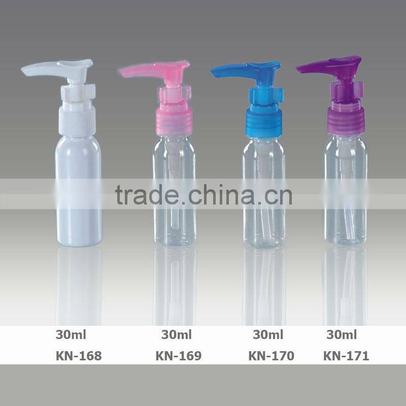 Plastic pet clear lotion bottle for perfume use, lotion bottle with sprayer