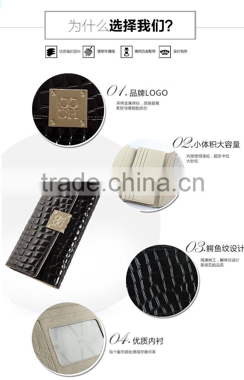 2016 stylish hot sale genuine cowhide leather wallet for lady outdoor shopping
