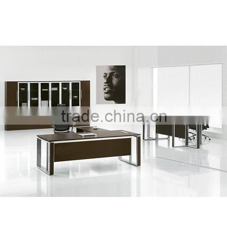 boss office computer desk side table with long-side cabinet
