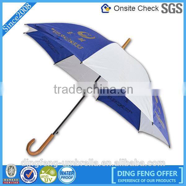 Wooden shaft protect sunshade walking stick umbrella