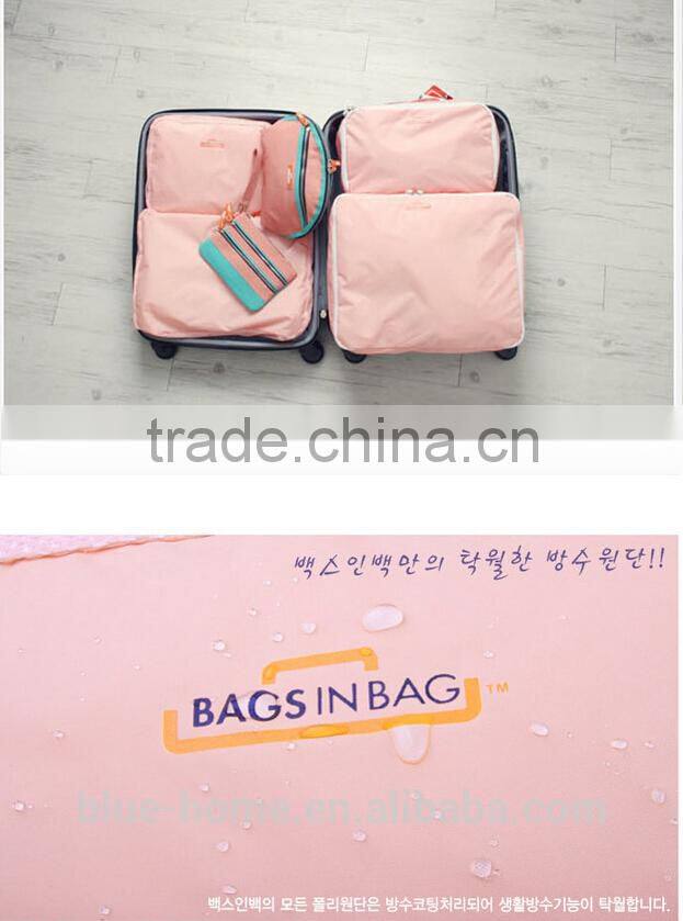 Hot selling home travel luggage organizer bag set 5 pieces set bag organizer insert Storage pouch 4 Colors