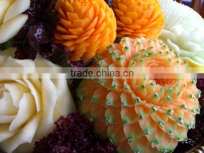 Set of Fruit Carving Knife Handle Carving Stainless steel,Handmade Thai Style 1 Set have 3 Pcs. (Blue Color)