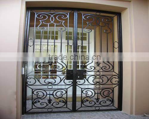 Top-selling entrance door wrought iron(clamp glass)