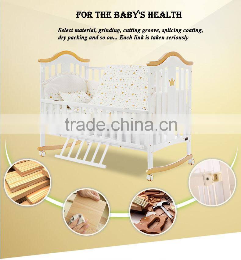 Eco-friendly Wood Multifunction Wooden Baby Cribs Pine Wood Baby Bed