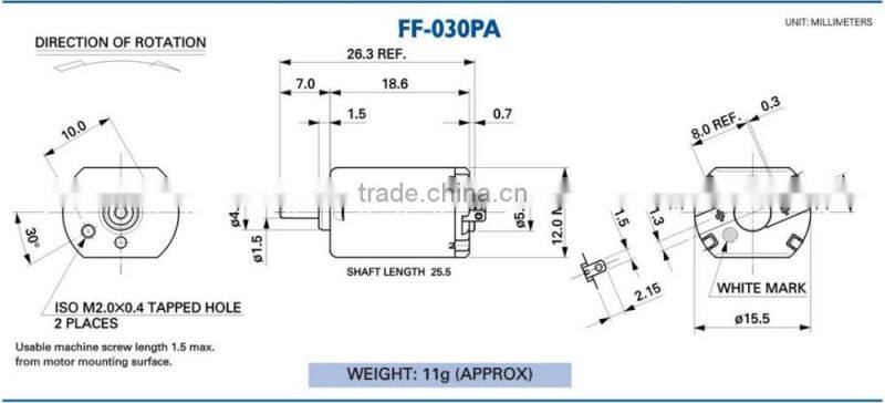 FF030 5V Small DC Brushed Motors for toy joy vibrator Replace Mabuchi Motor