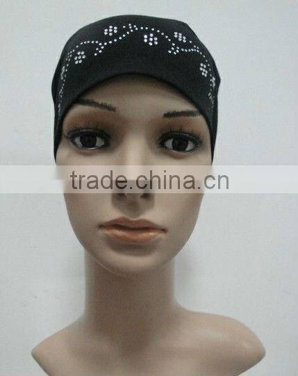C035 tube underscarf with rhinestones,cotton underscarf and hats