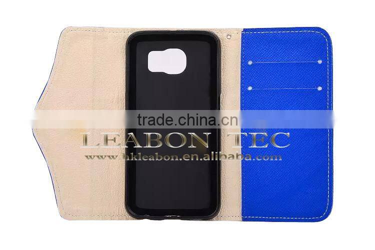 Leather Wallet Book Case Cover for Samsung Galaxy S6 Edge with zipper