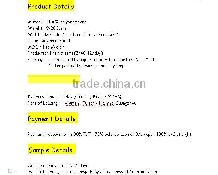 15gsm white pp non-woven fabric for medical surgical Medicos no