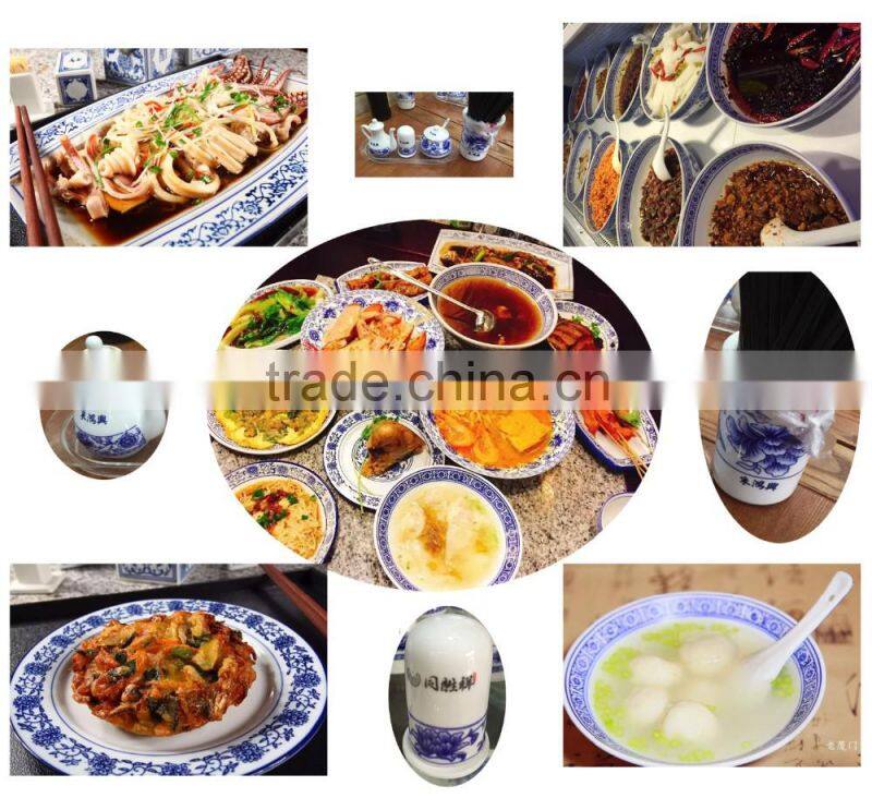 hot sale blue and white ceramic oval shape food fish dinner plates