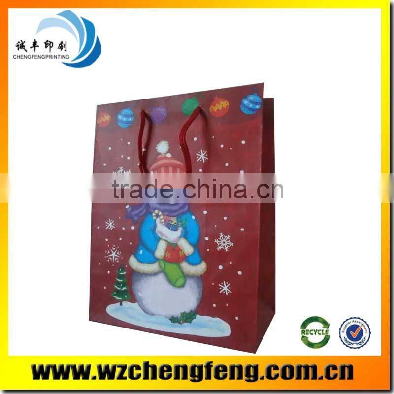 custom printed red paper package bag for Christmas