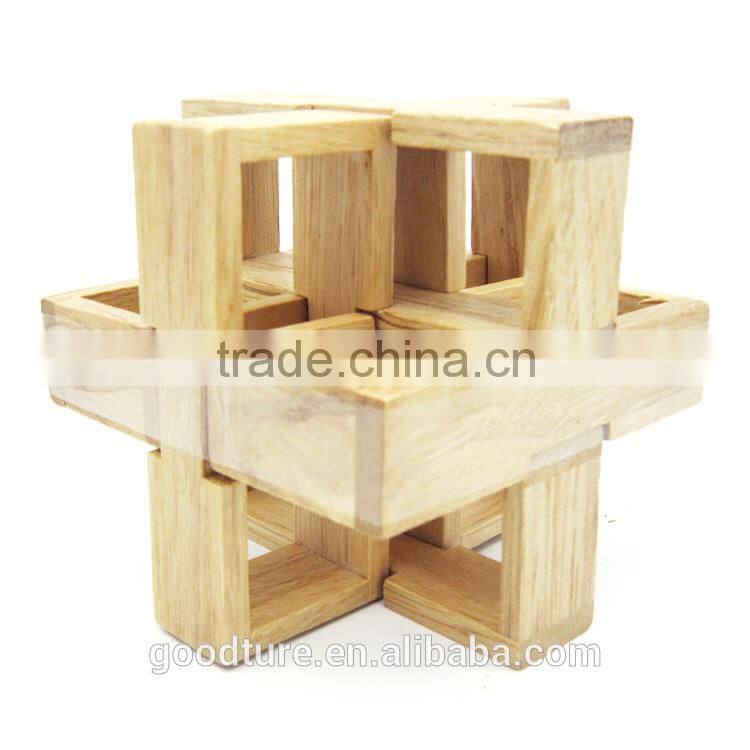 2015 Hot Sale Wooden IQ Intelligent Puzzle Magic Puzzle Kongming Lock Brain Teaser Model Number GAD1085