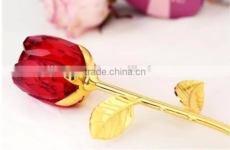 2015 New design clearly color best seller factory directly sale crystal rose flower