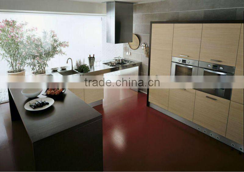 Timber veneer kitchen cabinet handle free design