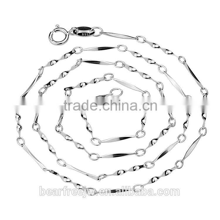 Custom 925 Sterling Silver Twisted neck Link chain Necklace Width 1.2mm, Matching Chain for Pendant