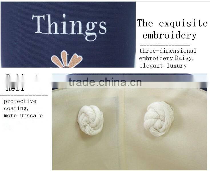 YIWU RODA Cotton embroidery bin canvas toys receive basket sundry receive storage basket bathroom laundry basket