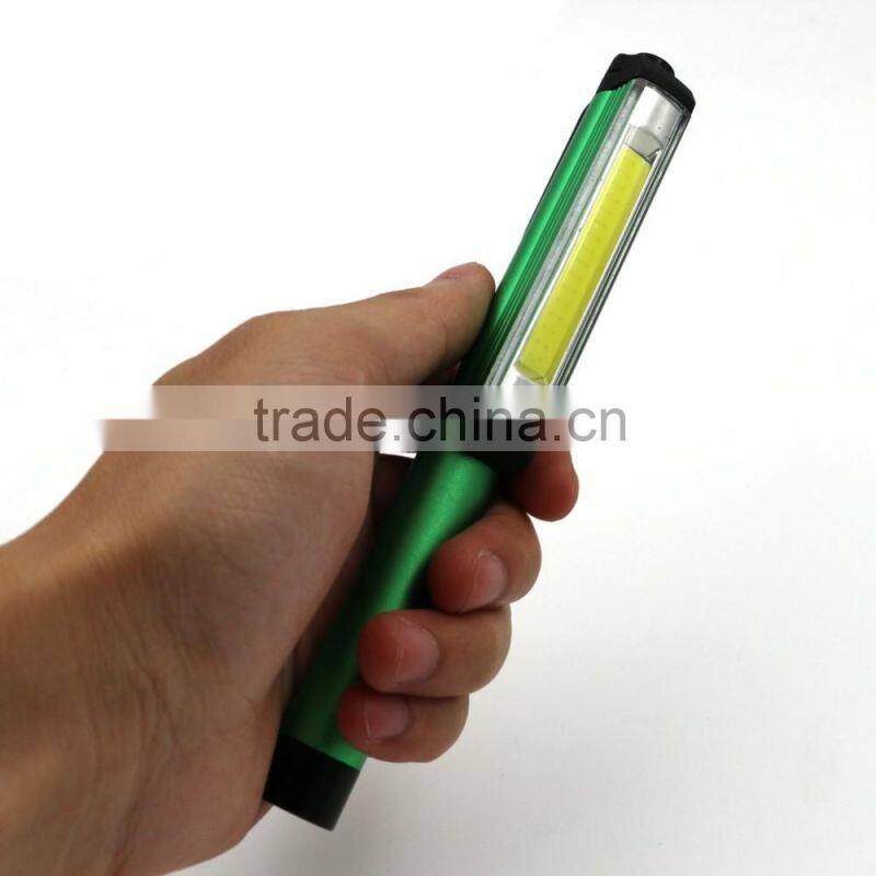 Hot mini pen flashlight Aluminum waterproof with pen holder can be placed pocket