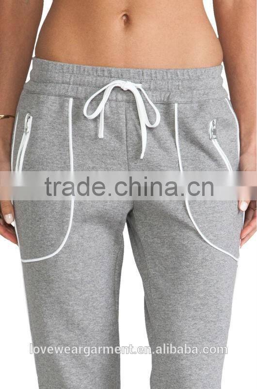 Womens grey 100 cotton fleece jogger pants wholesale