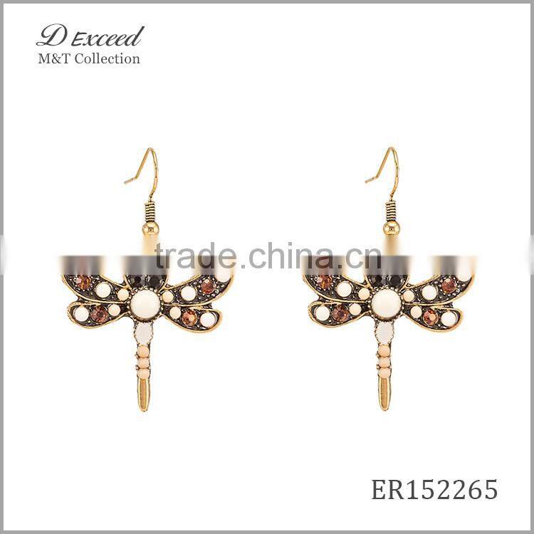 Yiwu Wholesale Jewelry Factory Fashion Ethnic Bohemian Beaded Animal Drop Earrings Dragonfly Dangle Earrings