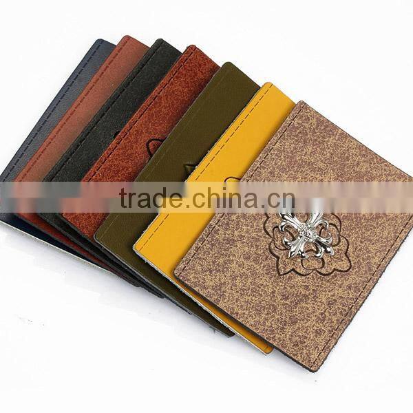 Custom metal clothing label embossed leather patch