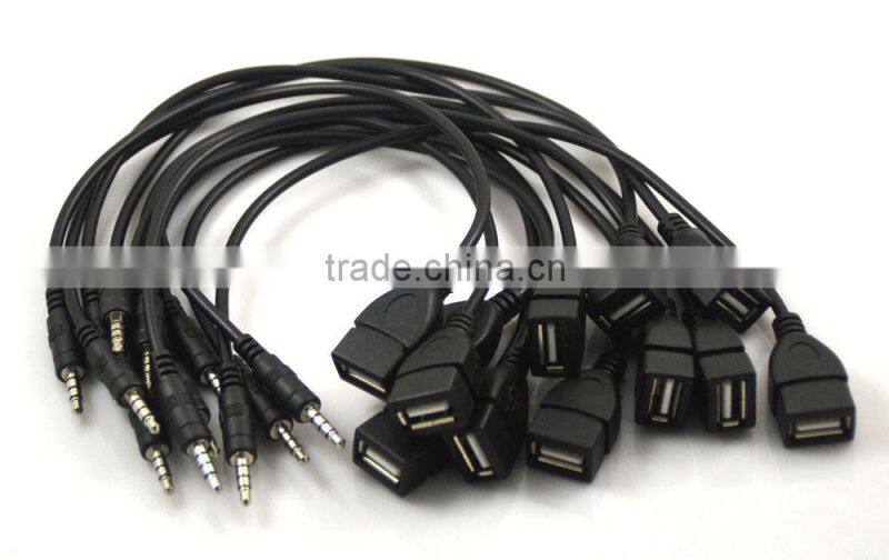 New 3.5mm Male Car AUX Audio Plug Jack to USB Female Cord Converter Cable