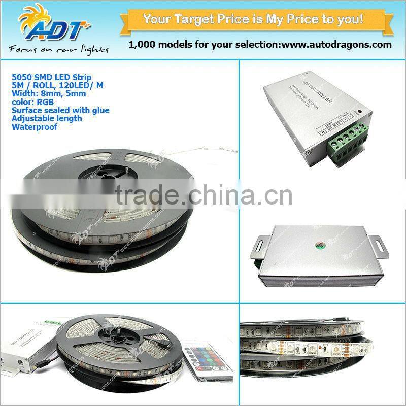 Black PCB 5m 5050 SMD 600 rgb led relay with 24/44 Key Remote 12V 5A power