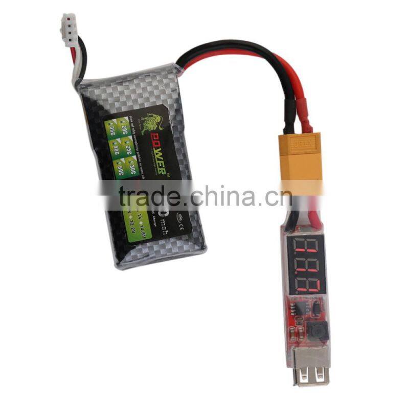 2S-6S Lithium Battery Charger Converter XT60 Plug with Voltage Display for Mobile Phone