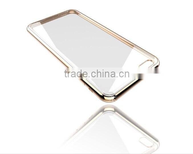 Luxury ultra slim Gold plating crystal clear tpu case for iphone 6 transparent soft phone bag cover