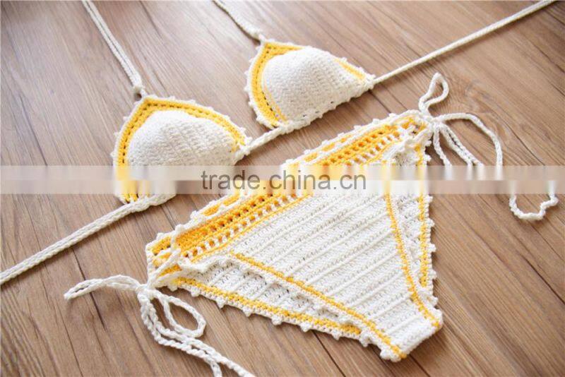 Yellow color Hand crochet bikini, summer crochet bralette swimwear