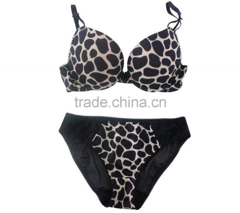 Lovely Cow Print Push Up Bra and Panty Set (EBP147B)
