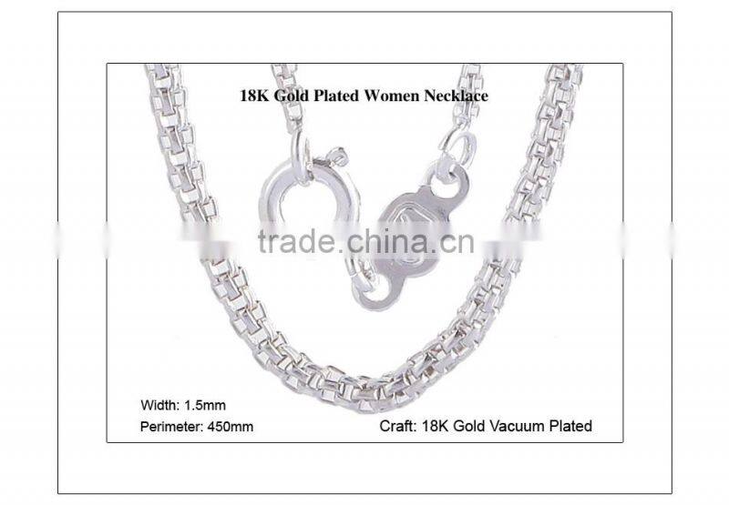 ATHENAA Mesh Chains Men White Gold Necklace 1.5MM 45CM New Style Jewelry Trendy Necklaces For Men