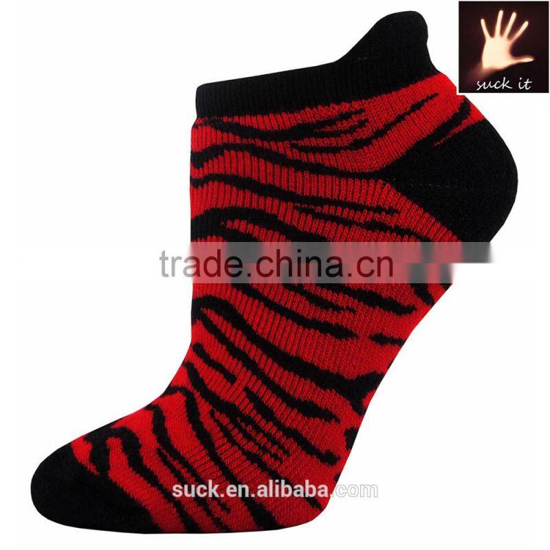 ladies jungle footies anklet socks with zebra-stripe