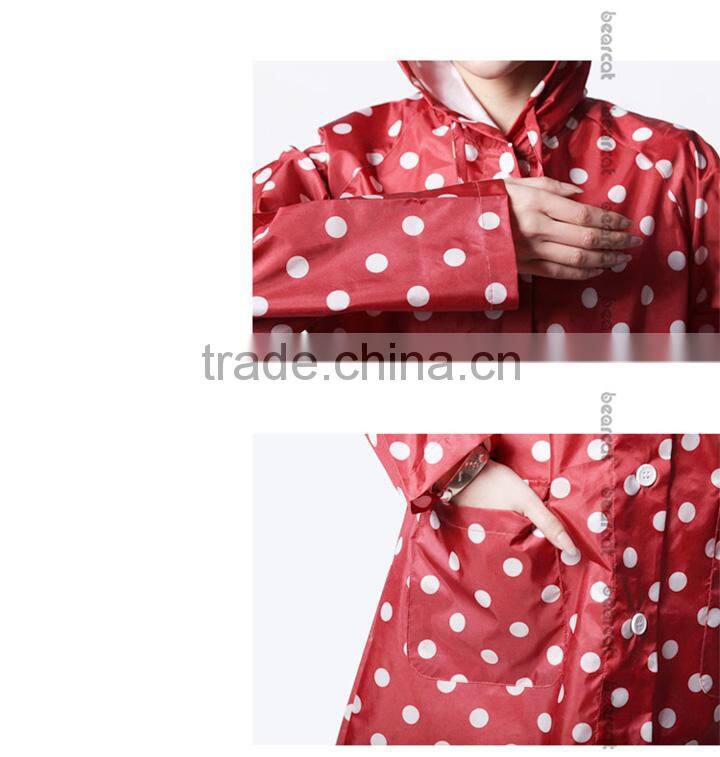 BEARCAT personality slim raincoat,dot women Poncho