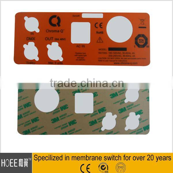 China manufacturer good quality printing plastic control faceplate sticker