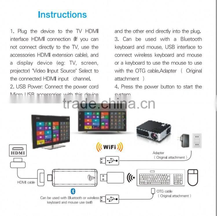 Intelligent Computer Stick intel Mini PC Win 8.1 with Legal Key ID Z3735F intel atom mini pc