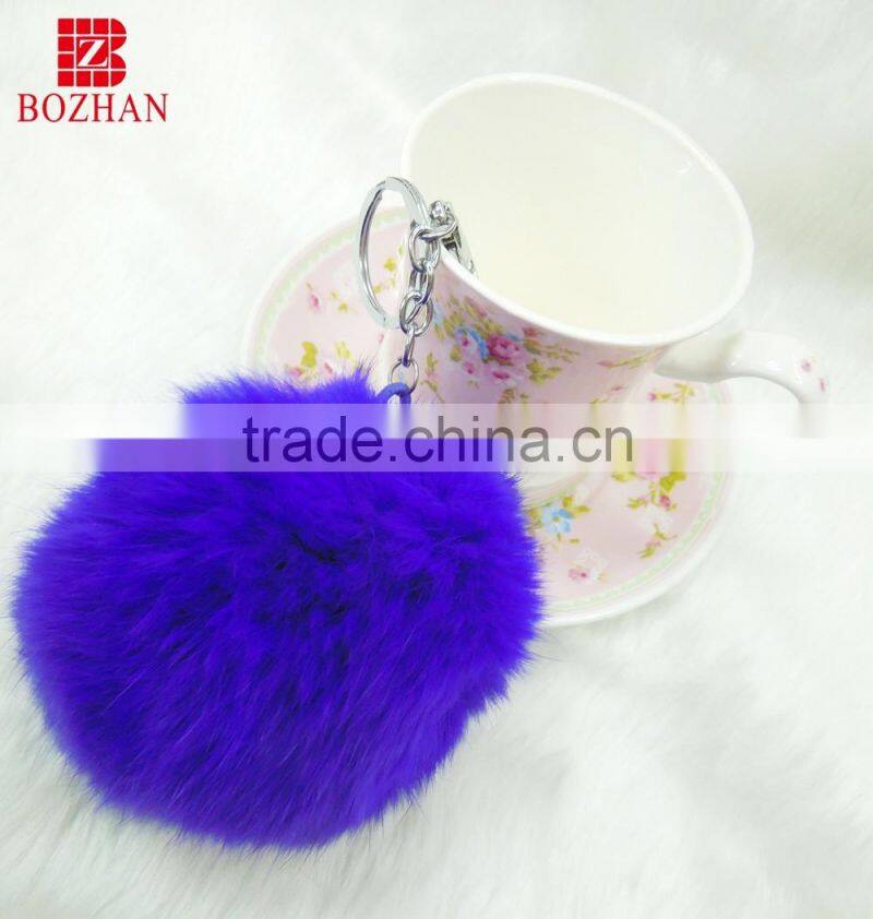 Wholsale genuine rabbit fur handbag accessories key holder