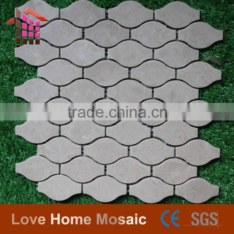 2016 hot sale marble lantern mosaic tiles,beige polished marble flooring tile
