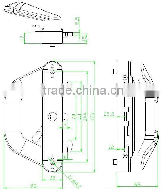 PWS PUWEI PVC Sliding Door Lock with pin/key Zinc alloy door lock with keys (For PVC or Aluminum alloy Sliding doors) 9.14.18032