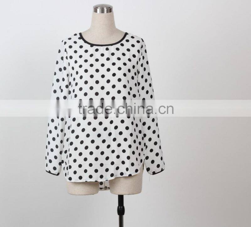 latest blouse design pictures woman polka dot blouse top long sleeve Bulk wholesale blouse manufacture