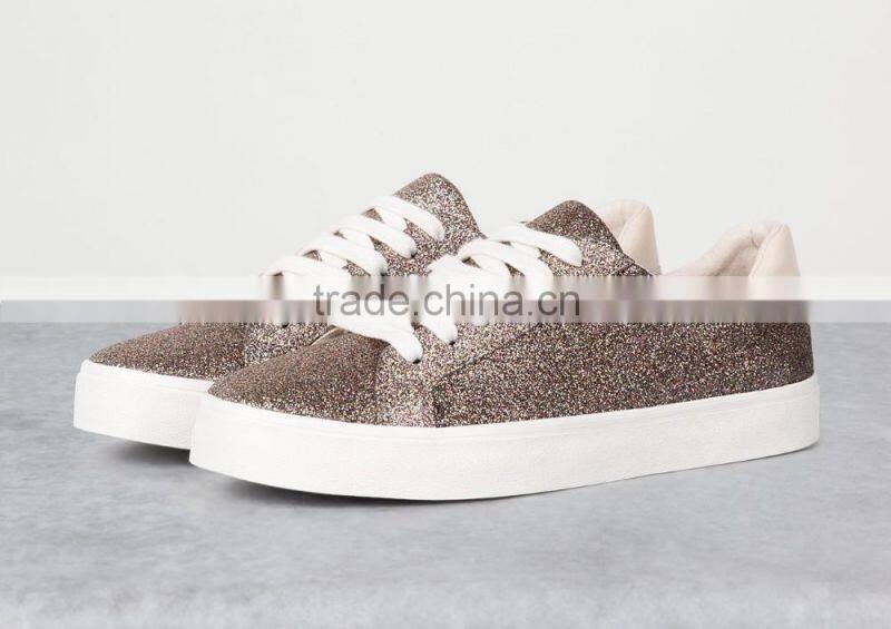 pink glitter lace up vulcanized shoe women sneakers cheap casual canvas shoes women ladies 2016