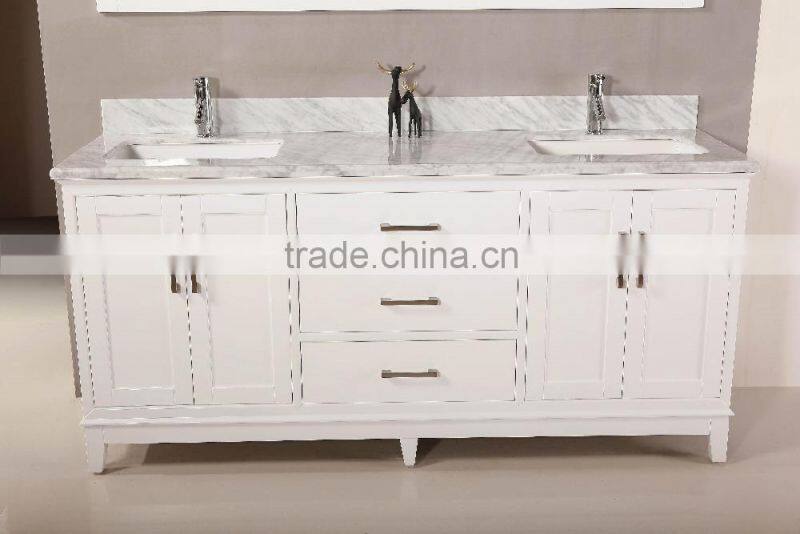 60'' bathroom vanity cabinet with white carrara marble top