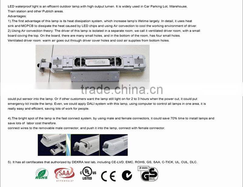 5 foot Residential plastic housing and diffuser led Tri-proof lamp