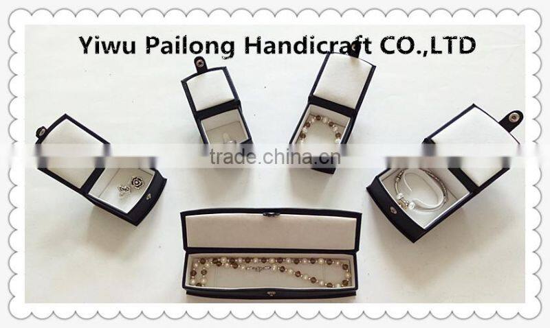 Exquisite leather Jewelry Box with metal button