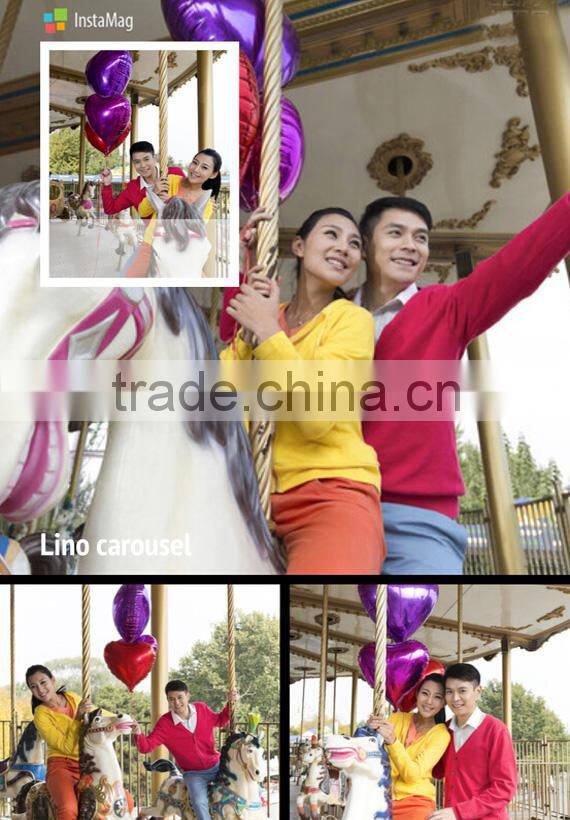 Carnival park amusement kids carousel game double layer carousel horse ride