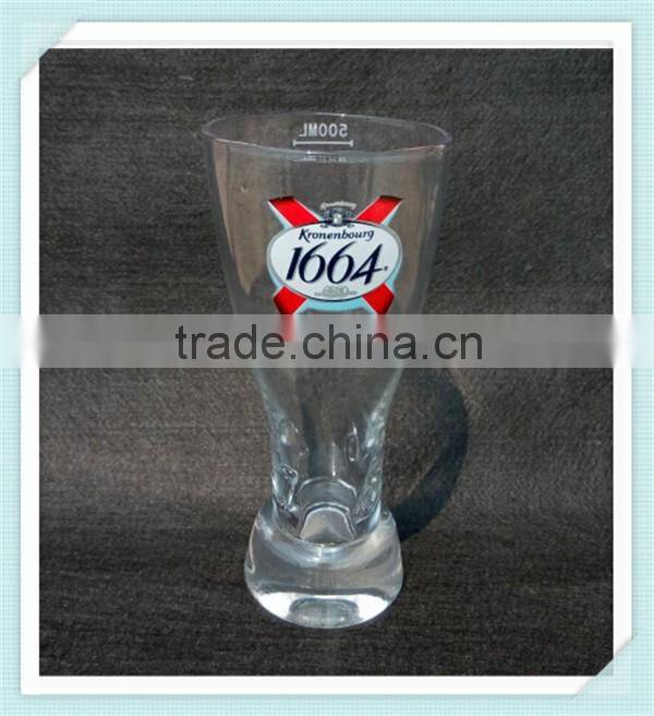 2016 hot sale kronenbourg 1664 glass cup with 500ml vol