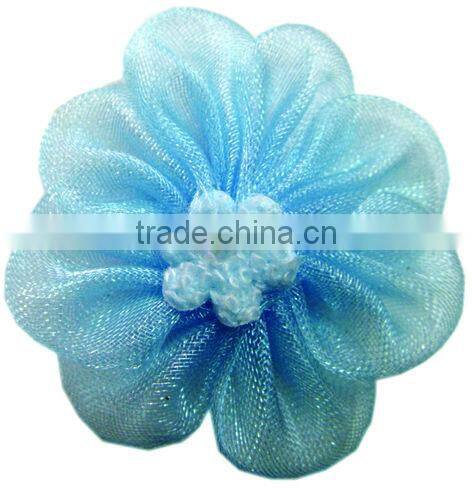 Good Qulaity Small Organza Flowers For Clothes/Little Flowers For Girls' Hair Clips