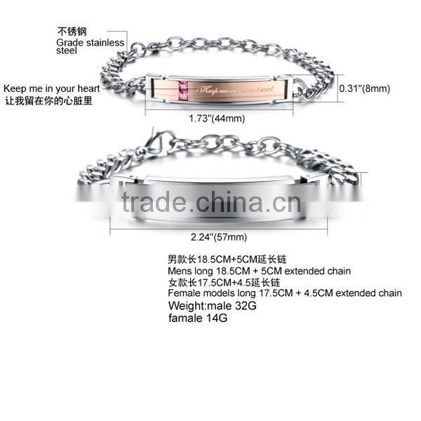 Titanium Steel Exquisite Zircon Bracelets For Couple