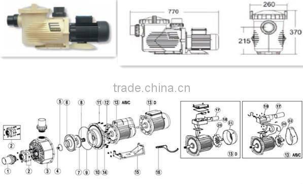 SB series 2hp swimming pool pump