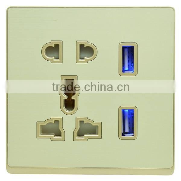 5pin socket with double usb wall socket