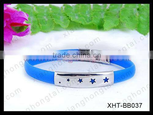 Top Quality Silicone Bracelet with Metal, personalized silicone bracelets
