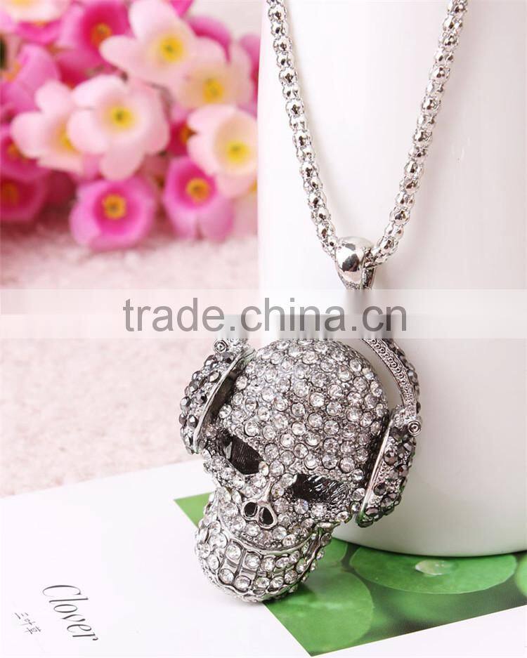 MYLOVE long diamond headphone skull necklace